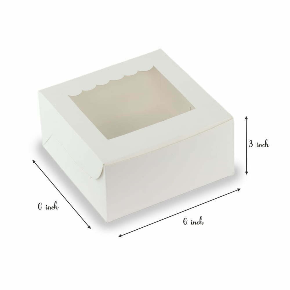 Mini Cake/Pastry Box – 6x6x3 – Premium White SBS Paper - (Pack of 8) - Image 3