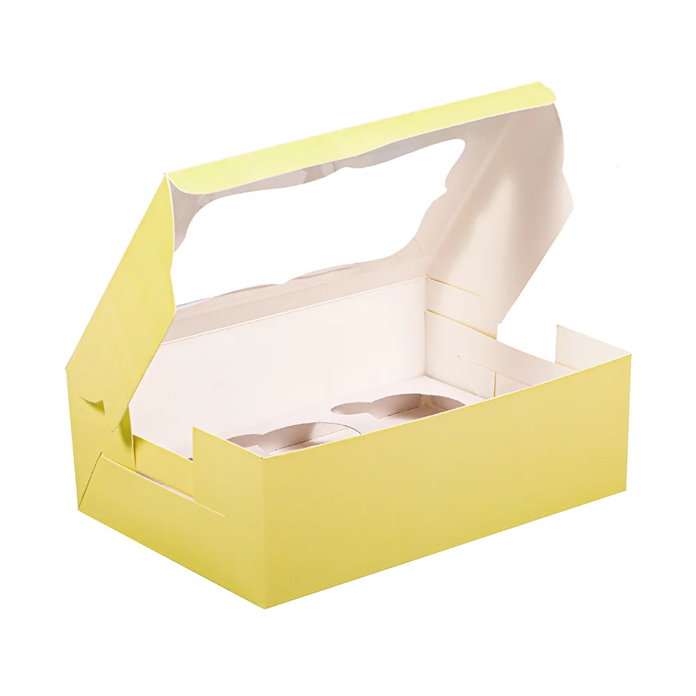 CUPCAKE BOX FOR 6 - YELLOW FLORAL (9.25x6.25x3) (Pack of 8) - Image 5