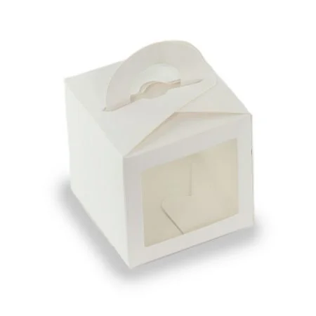 CUPCAKE BOX FOR 1 - 350 GSM WHITE - Dual Window (Pack of 10)