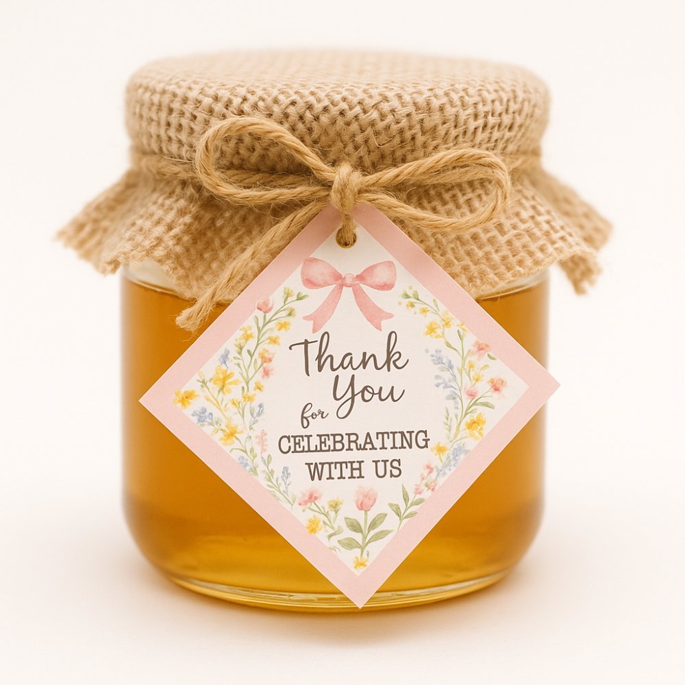 Floral "Thank You for Celebrating with Us" Gift Tags – Pack of 50 + Jute String - Image 5