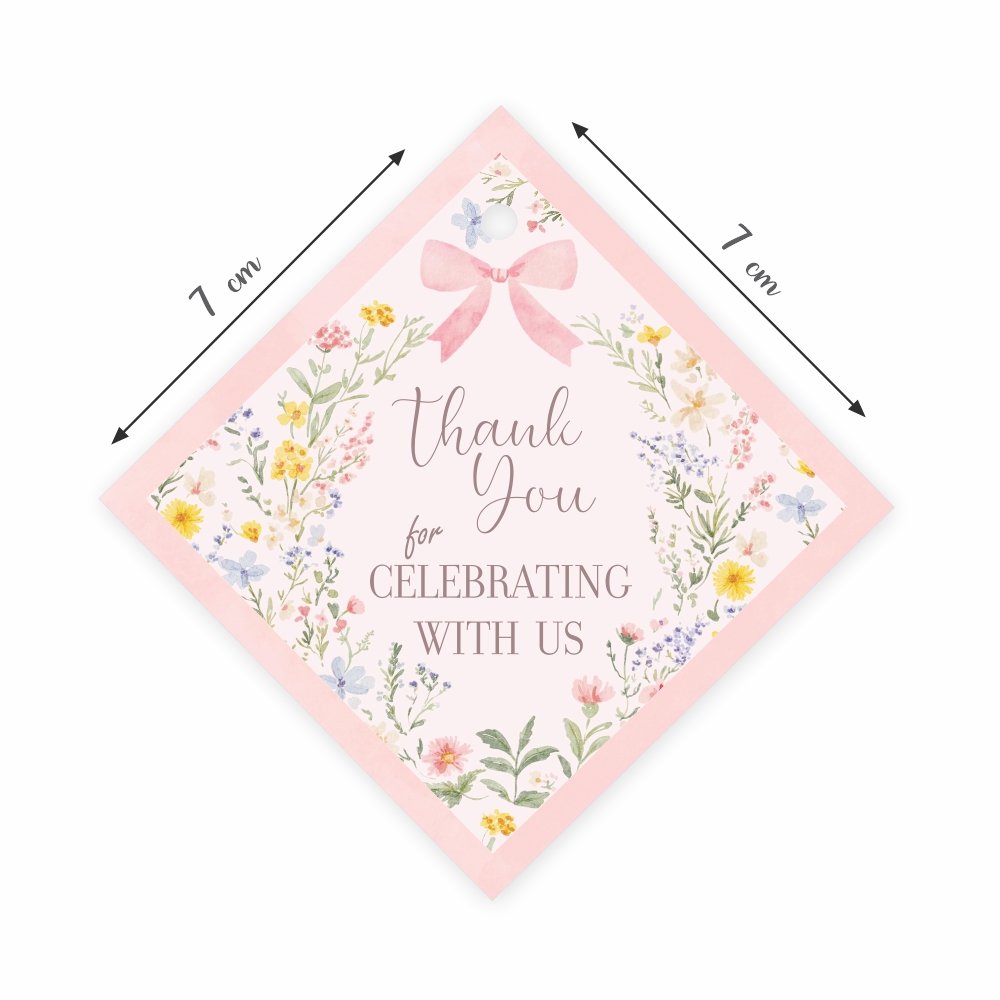 Floral "Thank You for Celebrating with Us" Gift Tags – Pack of 50 + Jute String - Image 2