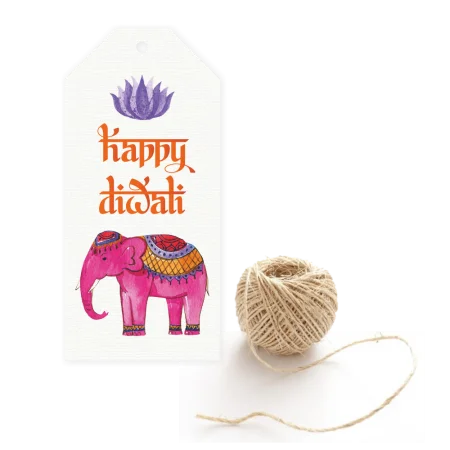 Happy Diwali - Pink Elephant - 50 Gift Tags