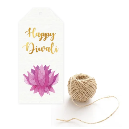 Happy Diwali - Pink Lotus - 50 Gift Tags