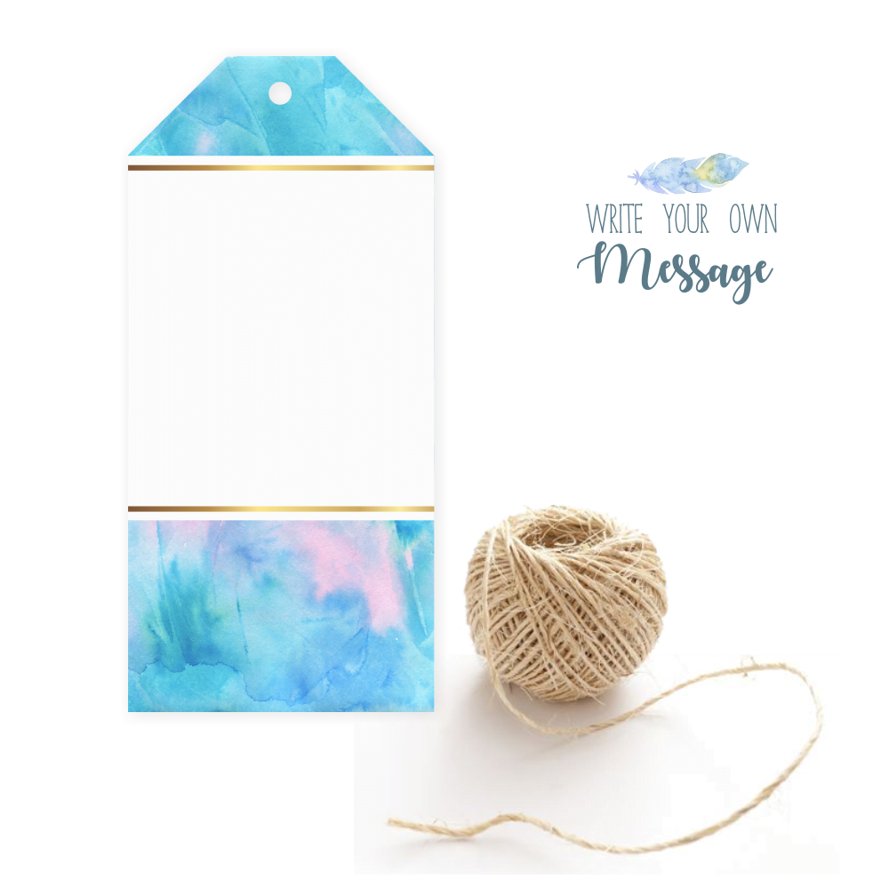 Write Your Own Message! – Blue Water Colour – 25 Gift Tags