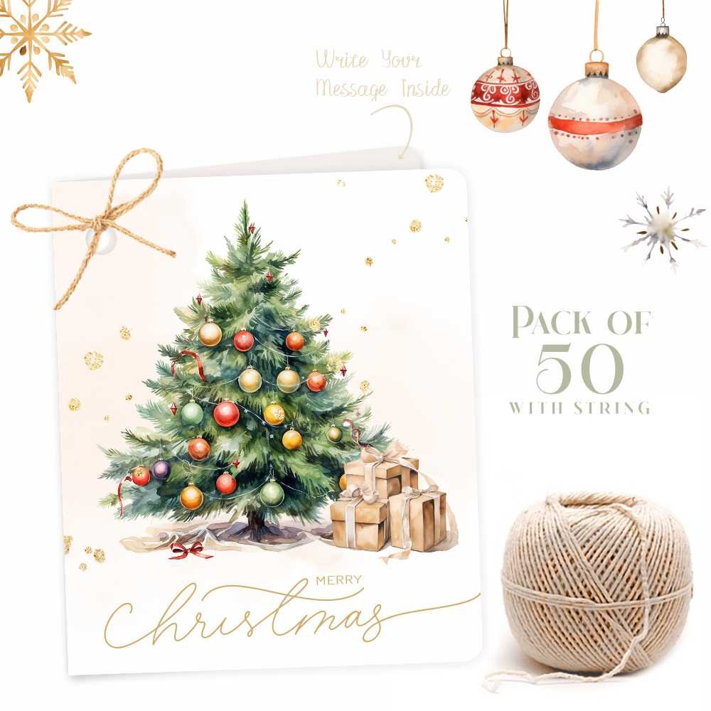 Merry Christmas Tree - Fold Card Gift Tags - Pack of 50 - Image 5