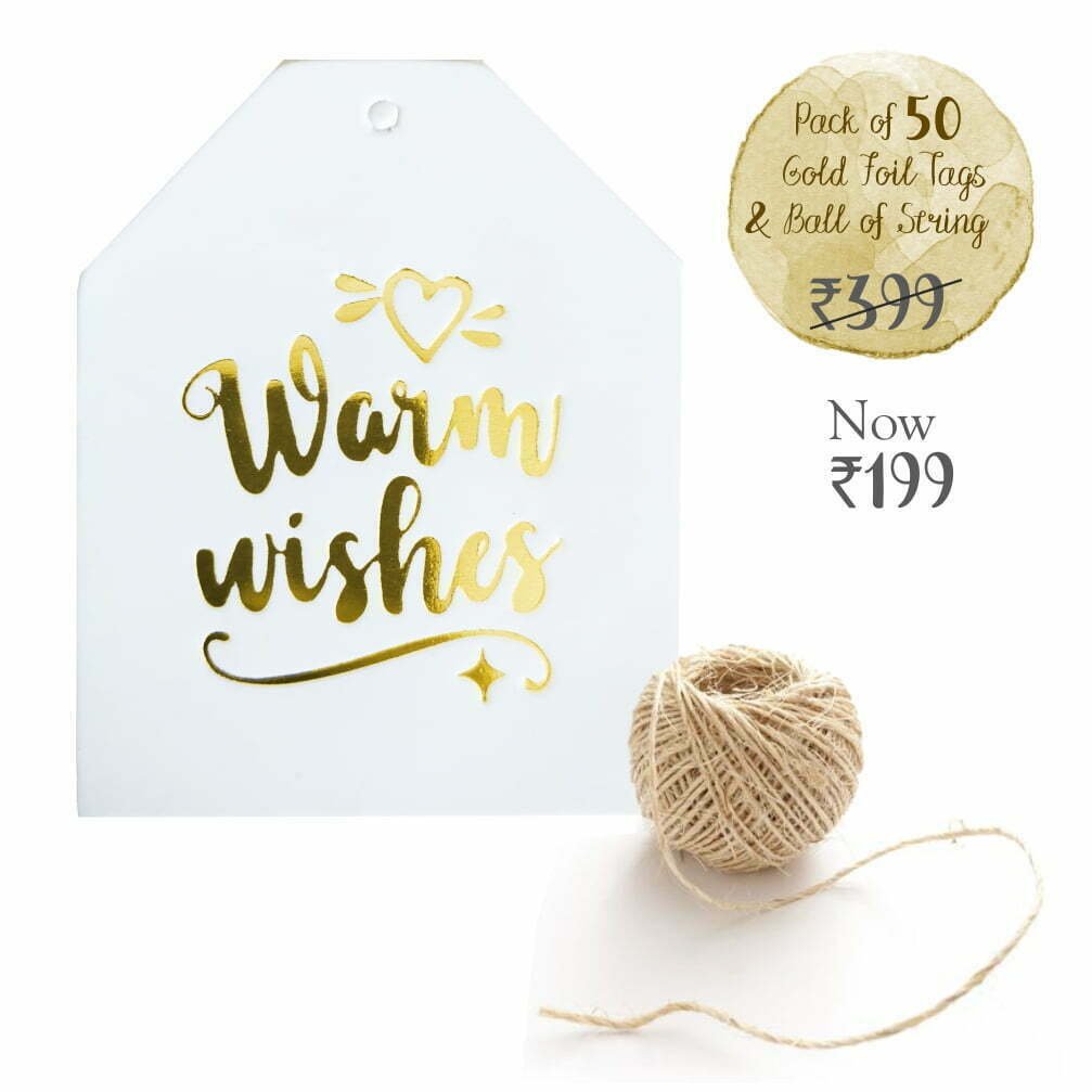 Gold Foil Warm Wishes - 50 Gift Tags