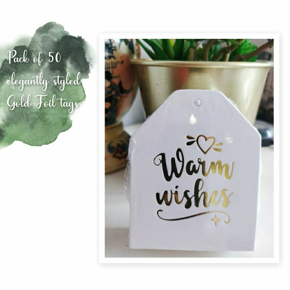 Gold Foil Warm Wishes - 50 Gift Tags - Image 2