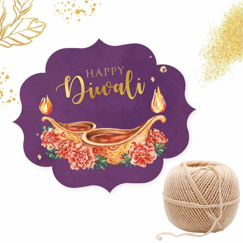 Happy Diwali - Diyas and Marigold in Watercolours - Pack of 50 - Image 4