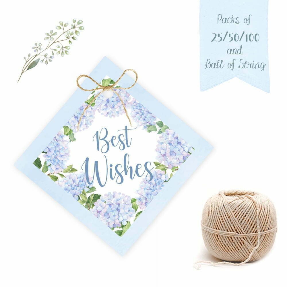 Best Wishes - Hydrangea Floral Border - Gift Tags - Pack of 50