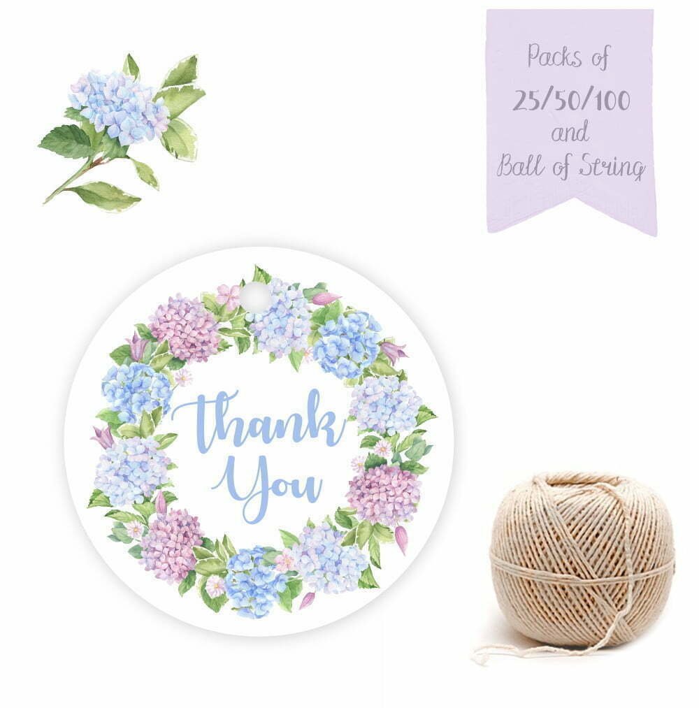 Thank You - Round Floral Wreath- Gift Tags - Packs of 25/50/100