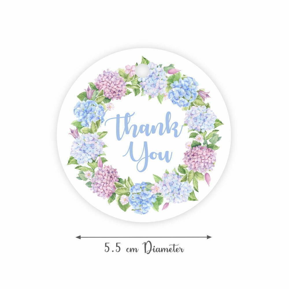 Thank You - Round Floral Wreath- Gift Tags - Packs of 25/50/100 - Image 2