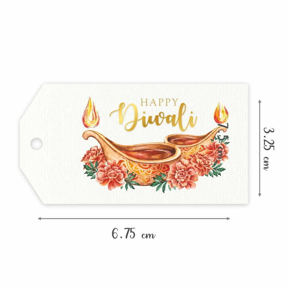 Happy Diwali - Diyas and Flowers in Watercolour - Pack of 75 - Image 2