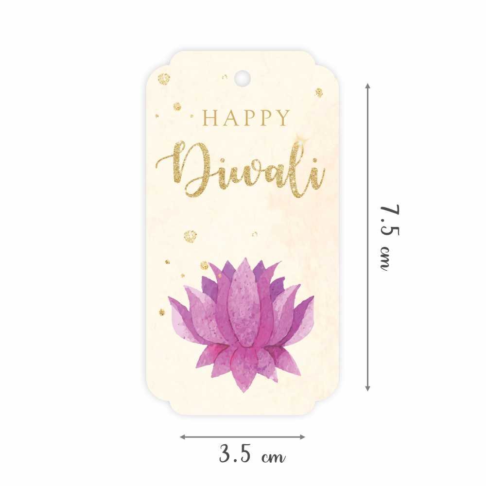 Happy Diwali - Pink Lotus in Watercolours - SM - Pack 50 - Image 2