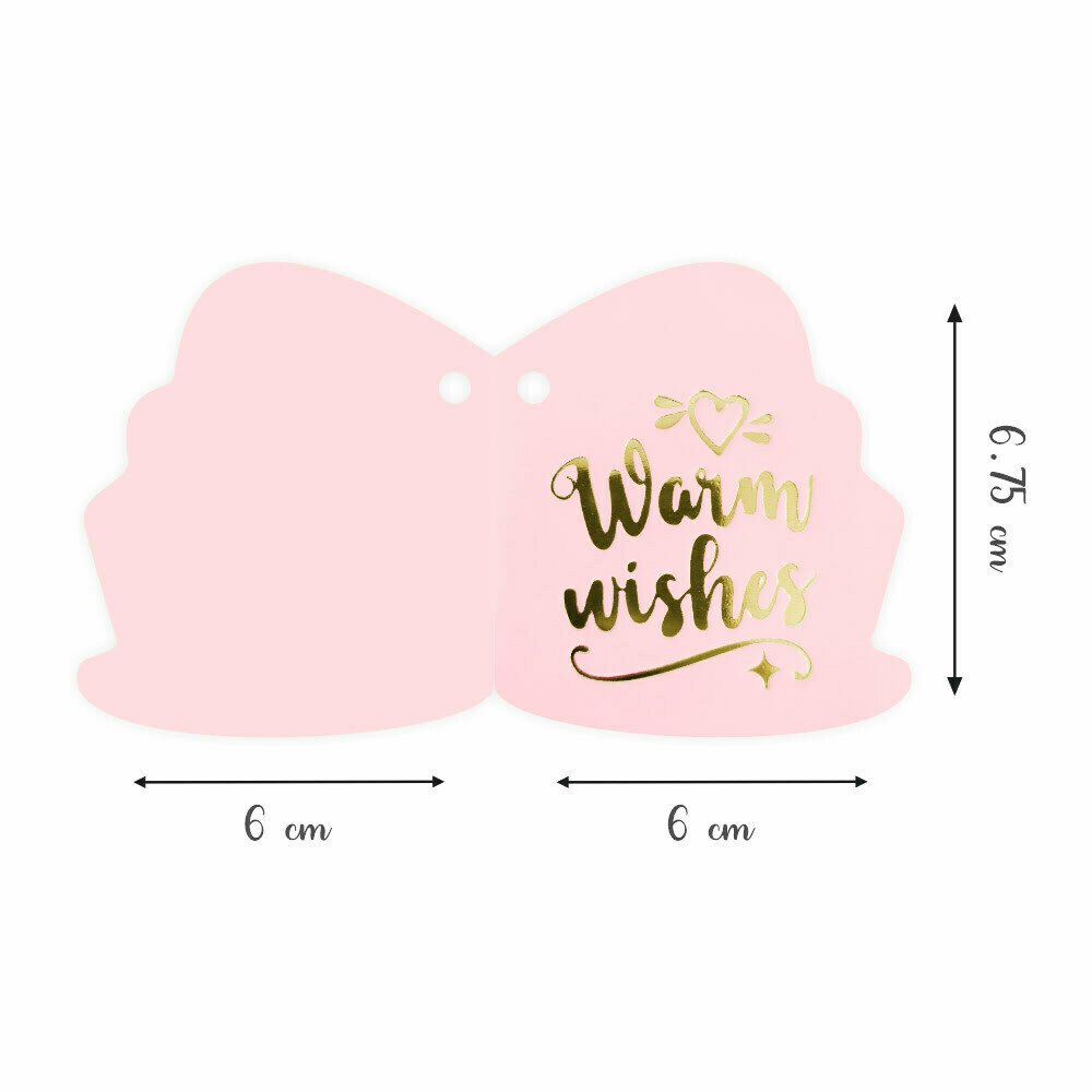 Gold Foil Warm Wishes - Pastel Pink - 25 Card Tags - Image 2