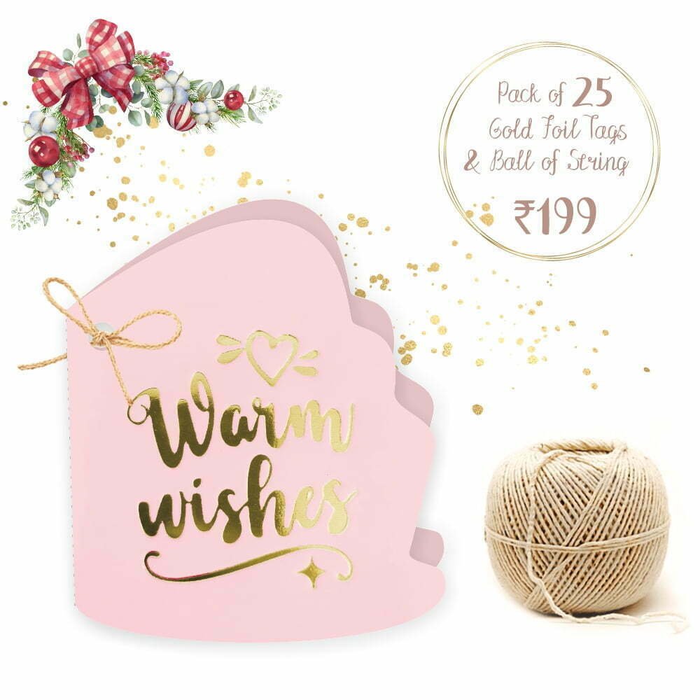 Gold Foil Warm Wishes - Pastel Pink - 25 Card Tags