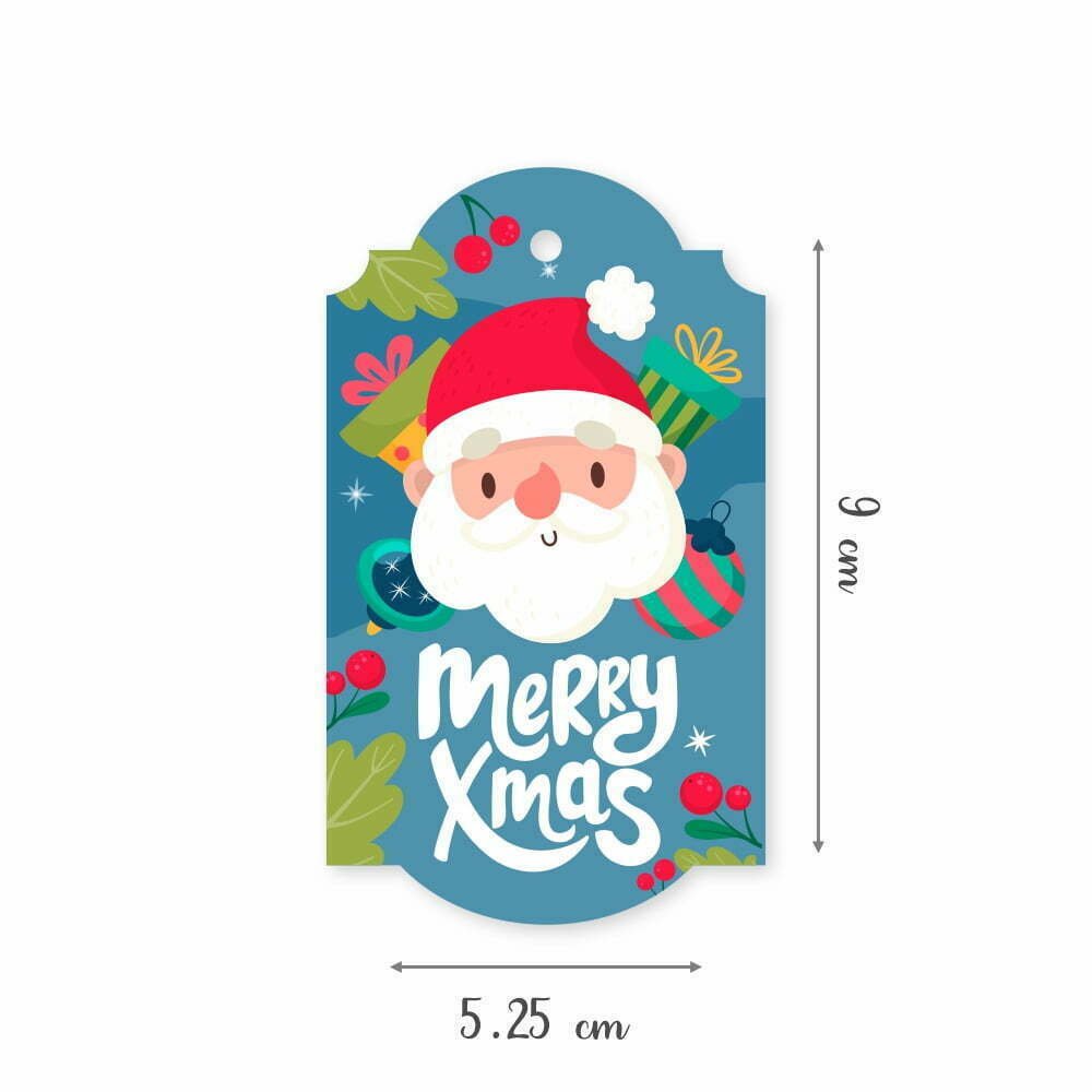 Merry Christmas - Santa Claus (Blue) - Gift Tags - Pack of 25 - Image 2