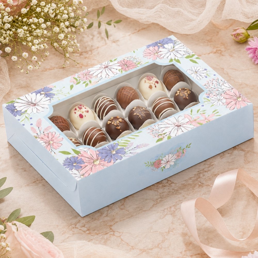 CHOCOLATE BOX FOR 15 - Blue Floral Daisy (Pack of 8) - Image 2