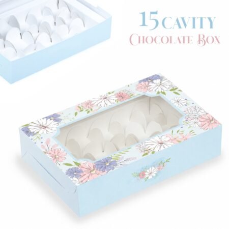 CHOCOLATE BOX FOR 15 - Blue Floral Daisy (Pack of 8)