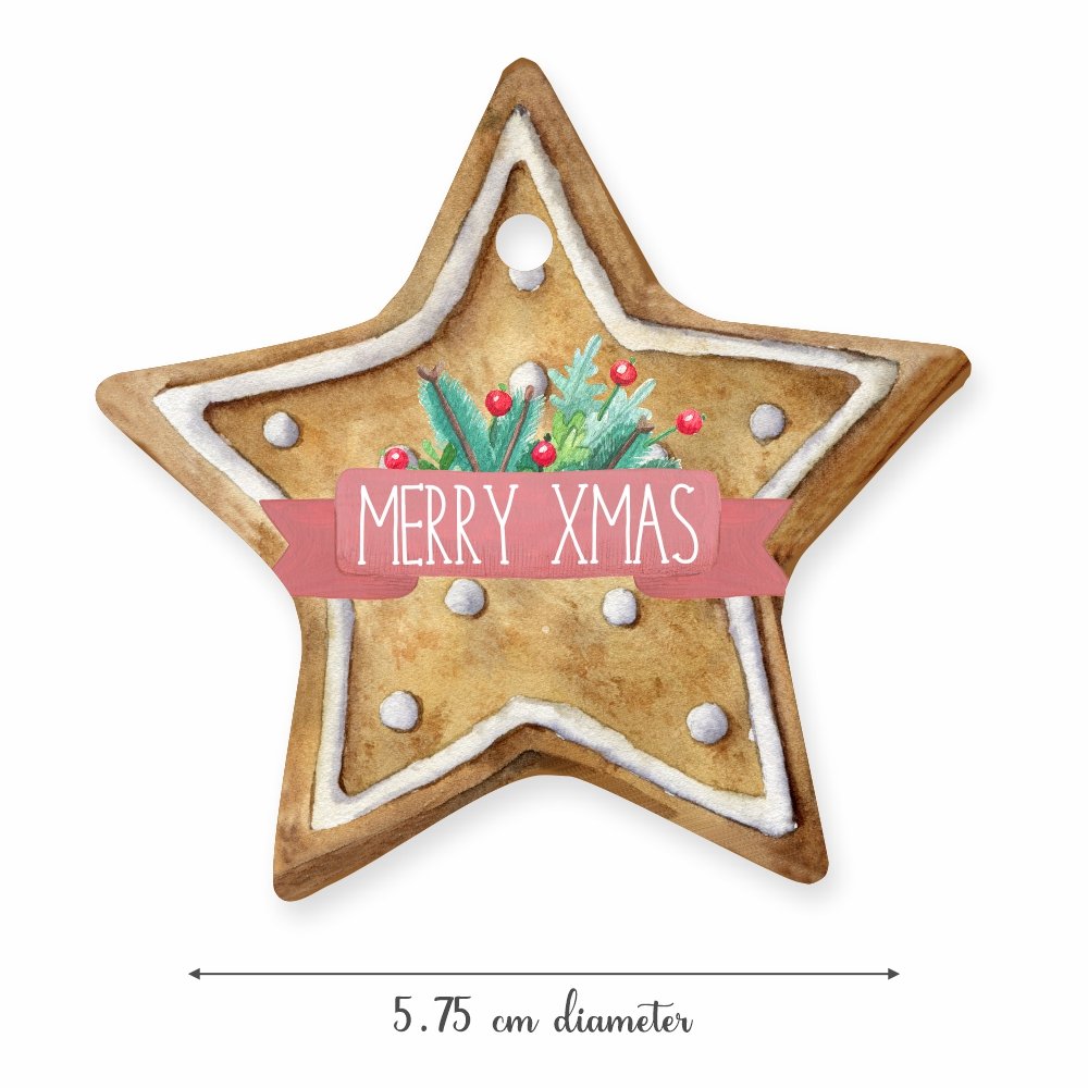 Merry Christmas Star Cookie - Vinyl Non Tearable - Pack of 40 - Image 2
