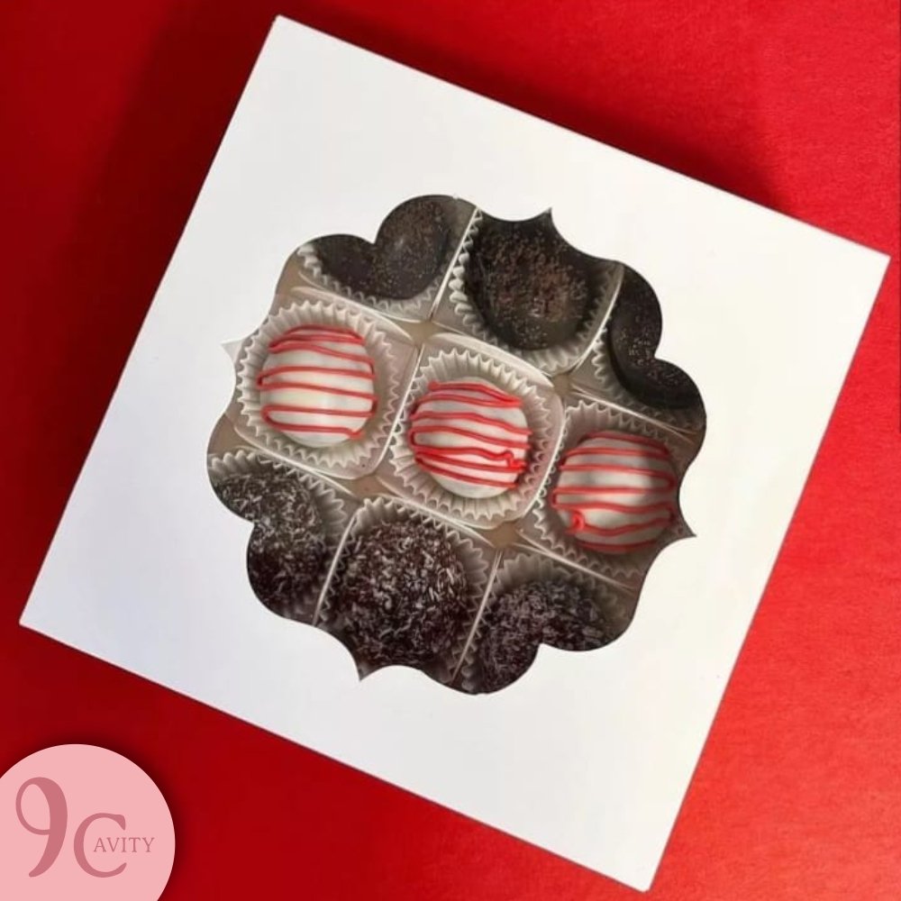 CHOCOLATE BOX FOR 9 – 350 GSM WHITE - With Window - Pack of 8