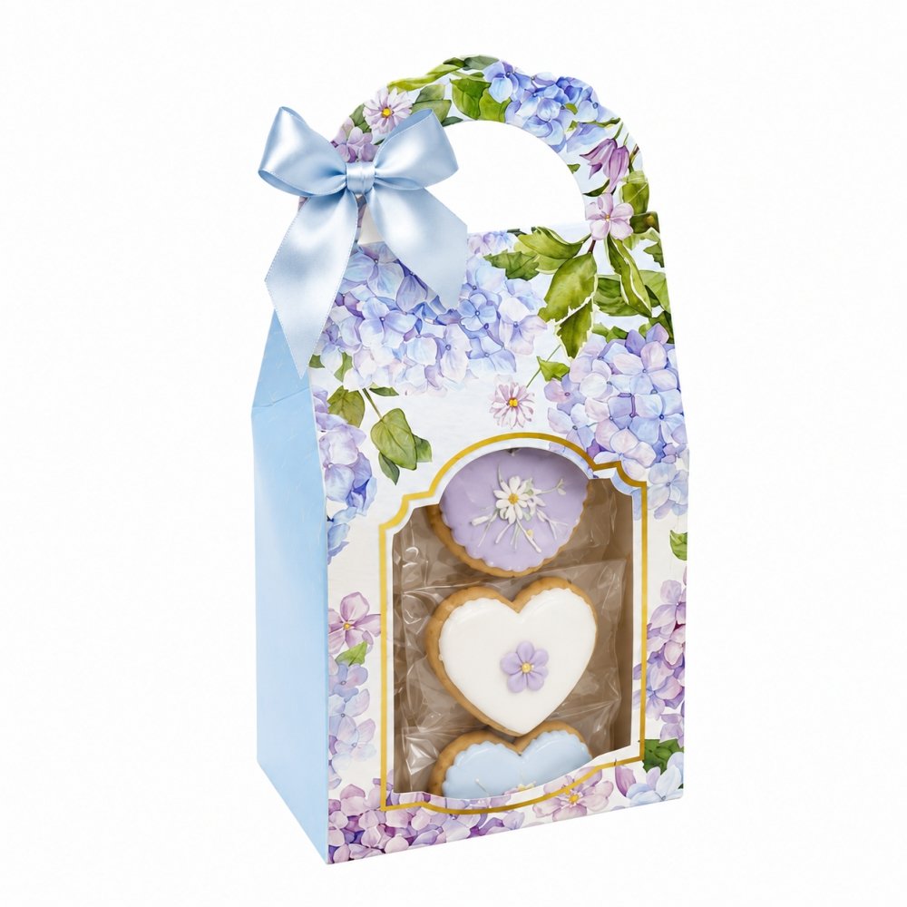 Chocolates, Cookies, Candies Bag-Box - Blue Hydrangea Floral (Pack of 8)
