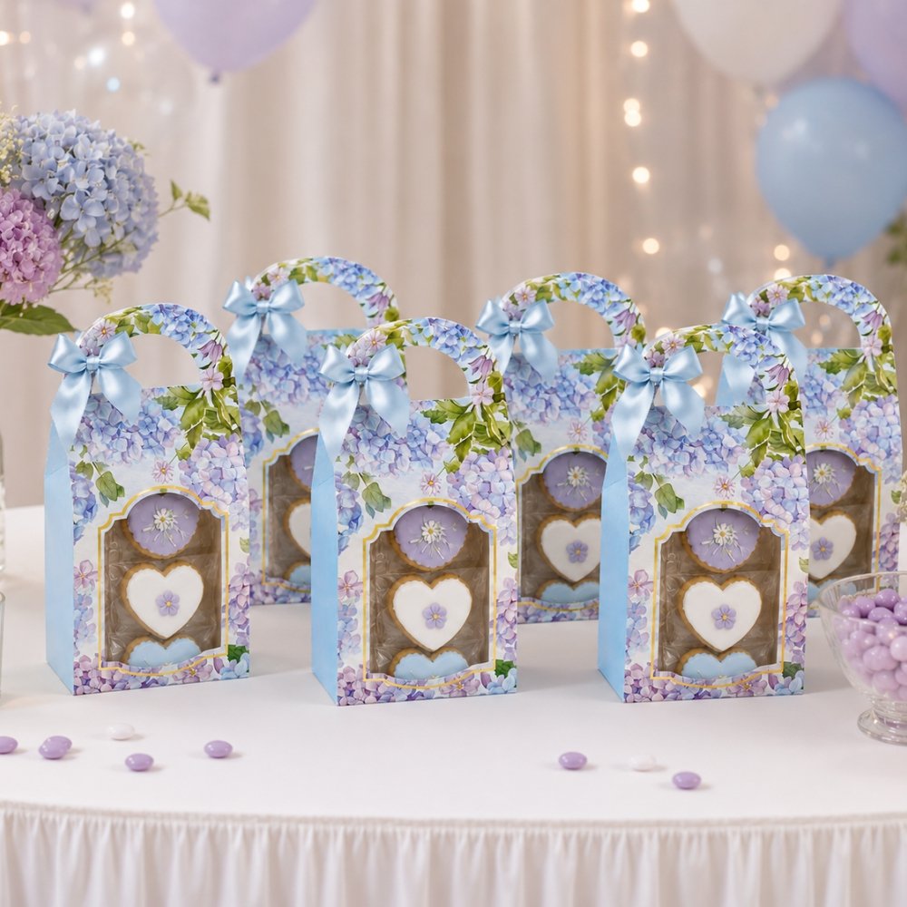 Chocolates, Cookies, Candies Bag-Box - Blue Hydrangea Floral (Pack of 8) - Image 6