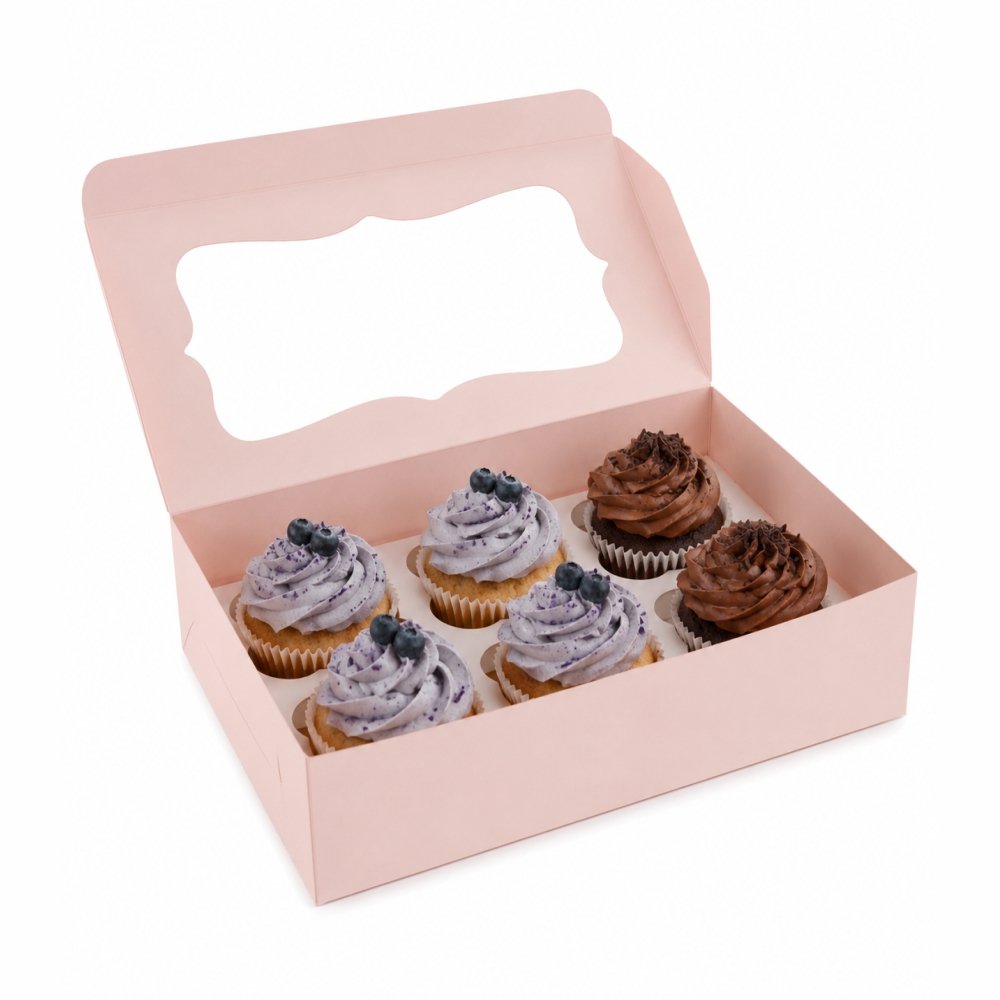 Cupcake Box for 6 - Pink (Pack of 8) 325 Gsm Box; 350 Gsm Tray - Image 8