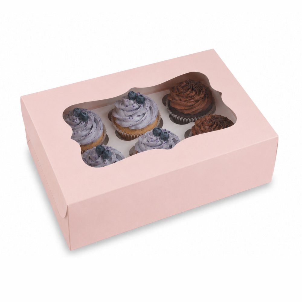 Cupcake Box for 6 - Pink (Pack of 8) 325 Gsm Box; 350 Gsm Tray - Image 5