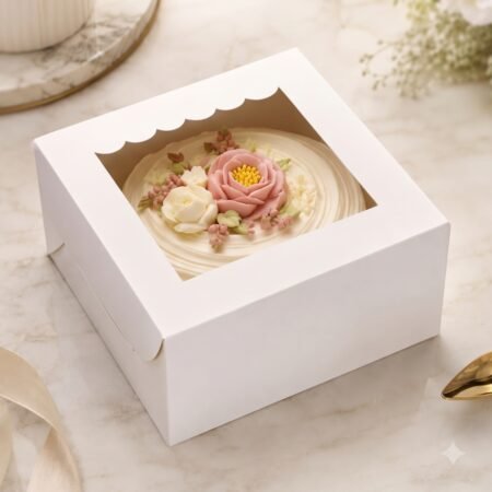 Mini Cake/Pastry Box – 6x6x3 – Premium White SBS Paper - (Pack of 8)