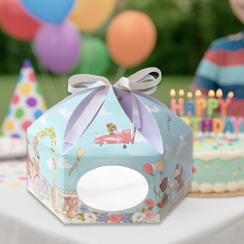 Half Kg CAKE BOX / Hamper Box / Gift Box - 8 Inches - Spring Woodland - Blue (Pack of 8) - Image 2