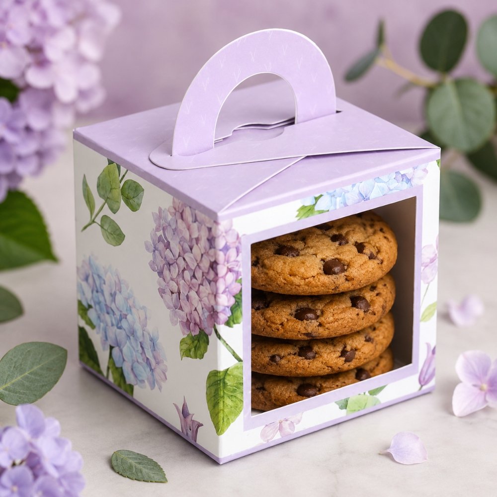 COOKIE BOX FOR 5 - GREEN FLORAL - (Pack of 8) - Image 3