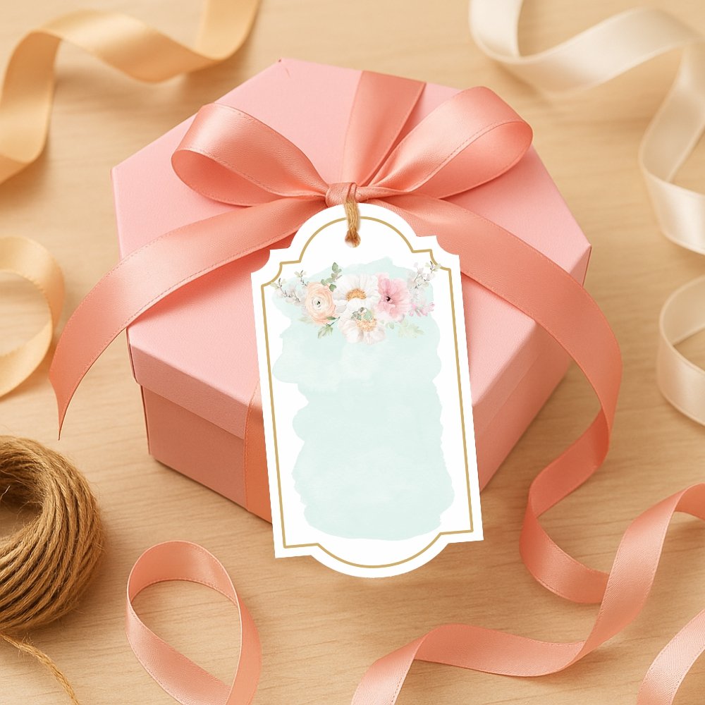 Blank Note Card Gift Tags- Vintage Blue Floral - (Pack of 50) - Image 2
