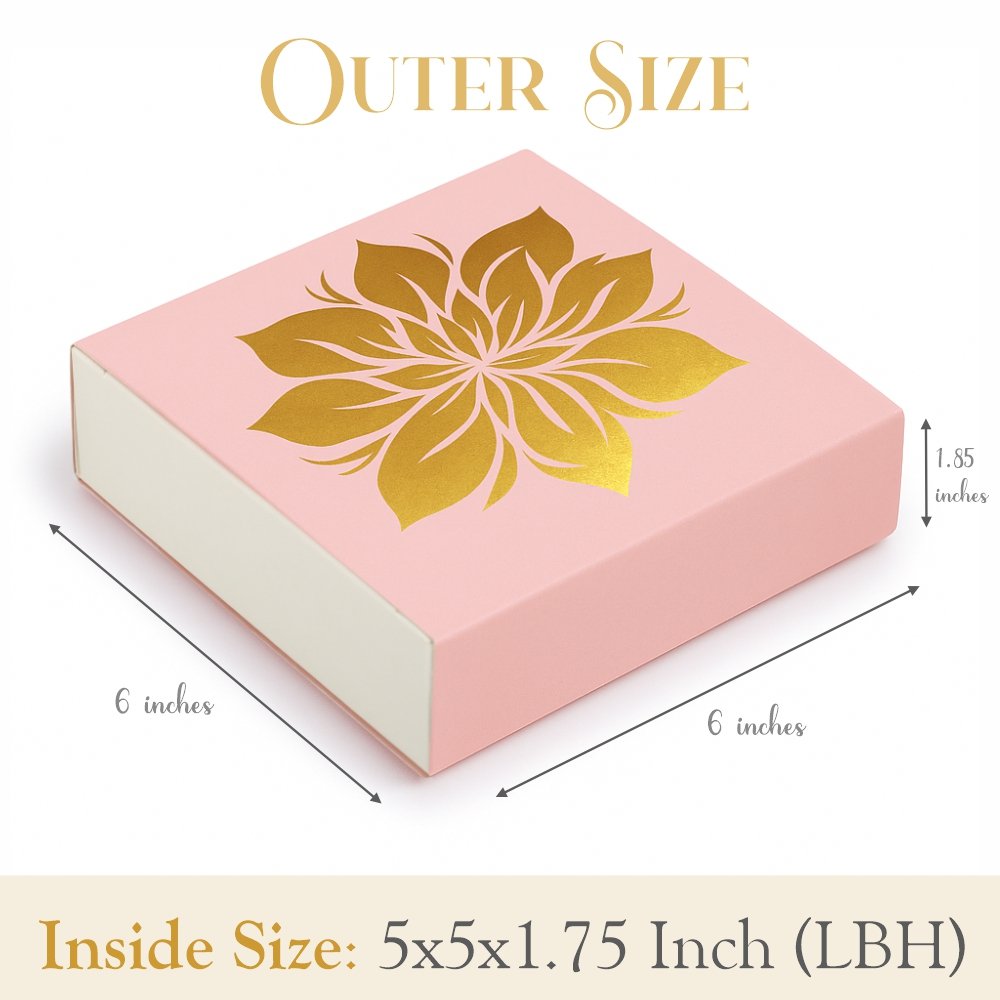 Ladoo / Chocolate Box of 9 Cavity - PINK with GOLD FOIL LOTUS - Image 4