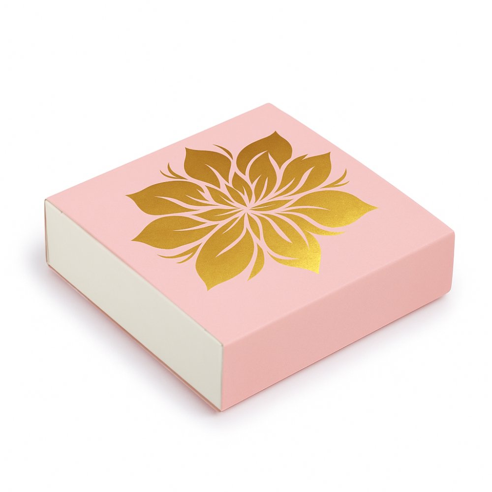 Ladoo / Chocolate Box of 9 Cavity - PINK with GOLD FOIL LOTUS - Image 3