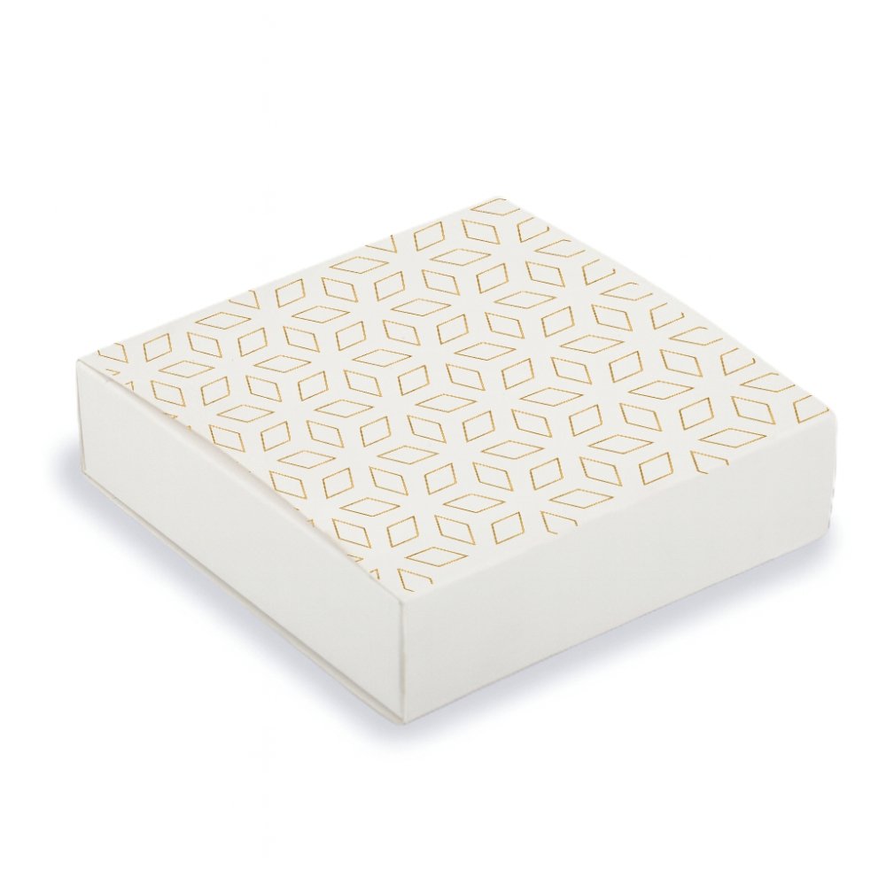 BROWNIE TRAY BOX FOR 4 - White - Gold Foil Block Rangoli - Image 2