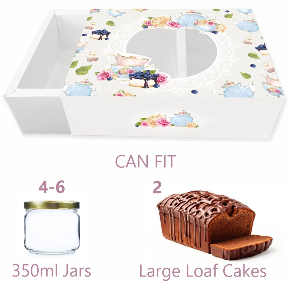 Christmas Tea Party Gift Hamper Box / 4-6 Jars, Loaf, Candles- With Matching Note Cards (Pack of 5) - Image 3