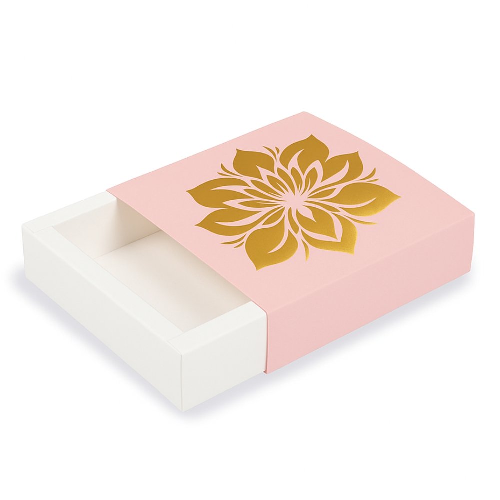 Ladoo / Chocolate Box of 9 Cavity - PINK with GOLD FOIL LOTUS - Image 6