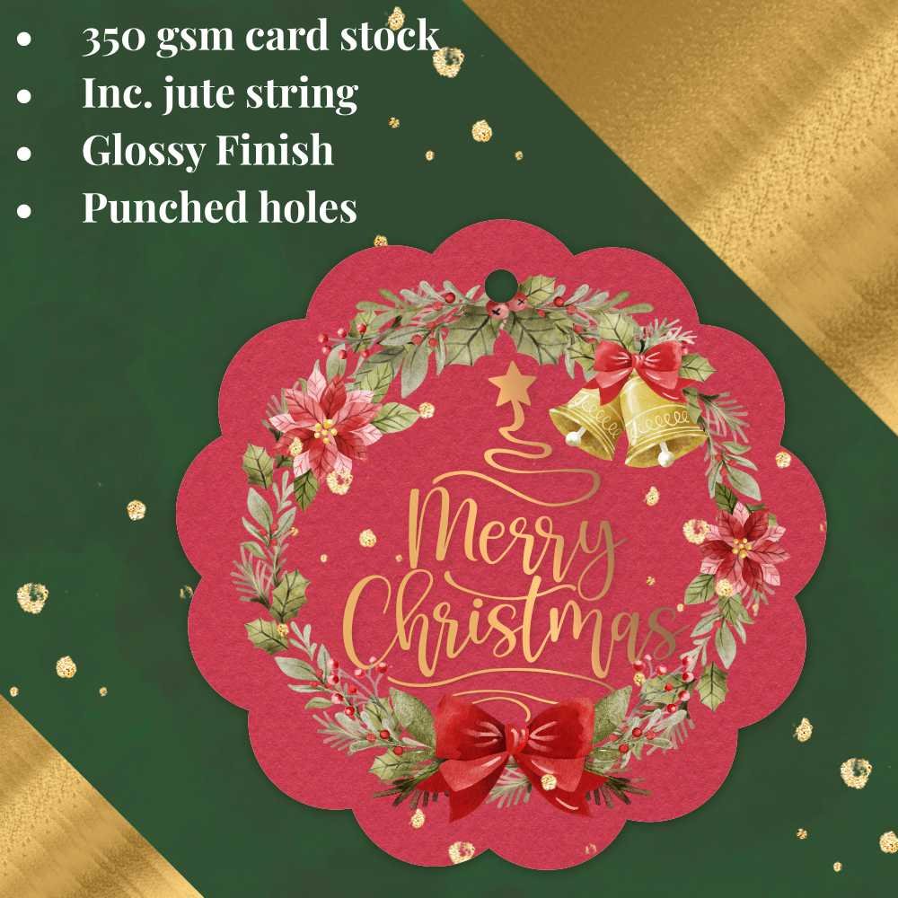 Merry Christmas - Watercolor Wreath - Round Gift Tags - Pack of 50 - Image 5