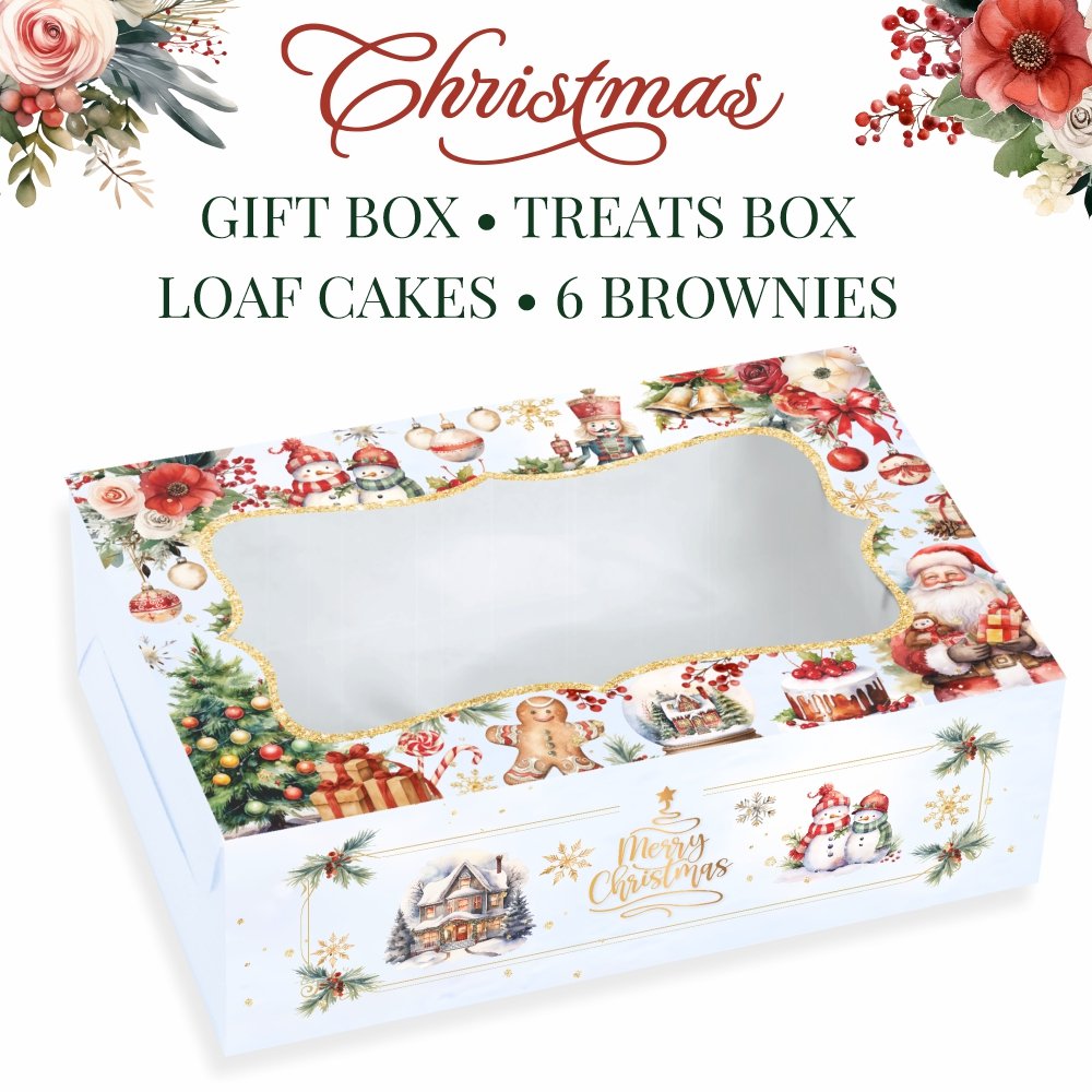 Brownies / Loafs / Pastries / Treats – Snowy Christmas Magic Gift Box (Pack of 8)