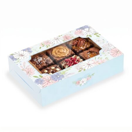 Brownie Box for 6 - Blue Floral Daisy (6x9x2) (Pack of 8)