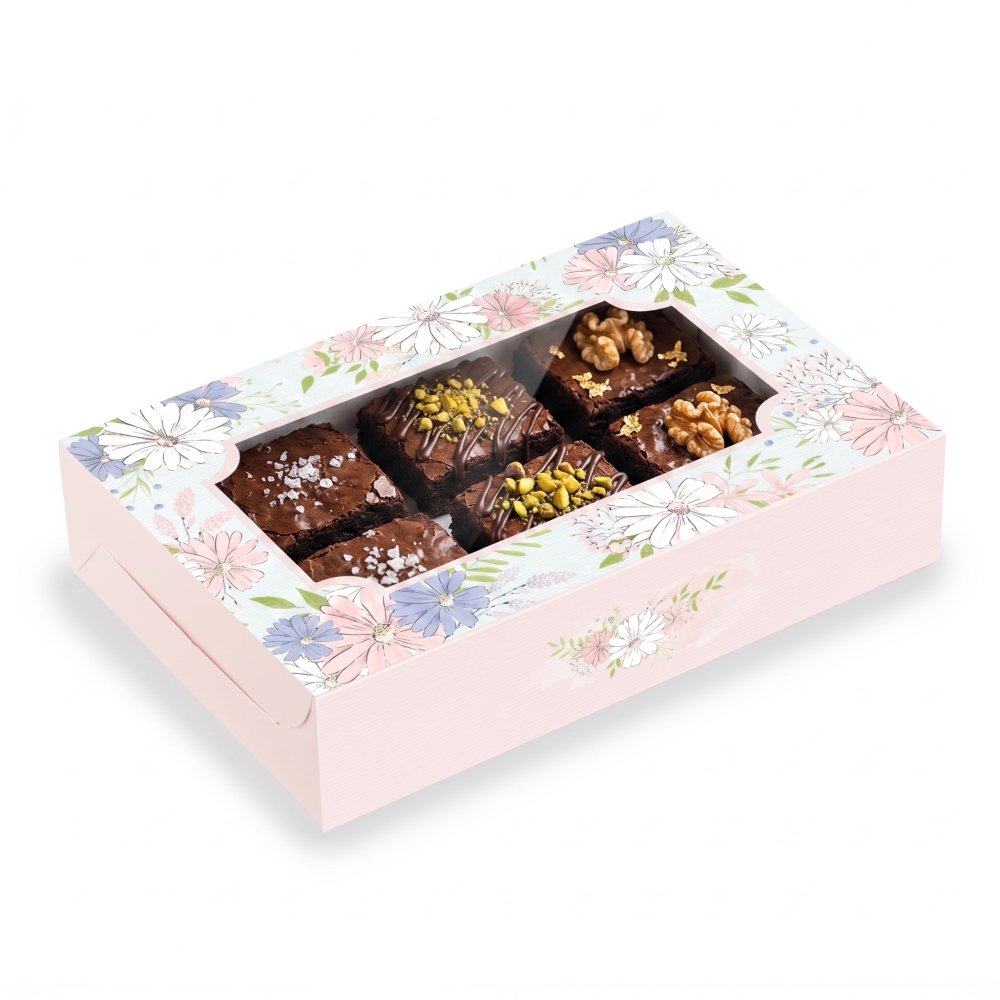 Brownie Box for 6 - Pink Floral Daisies (6x9x2) (Pack of 8) - Image 6