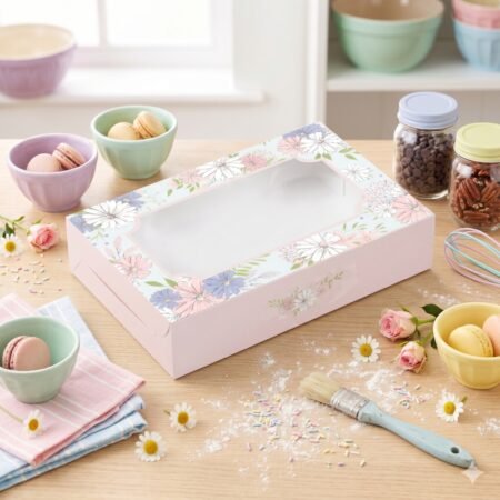 Brownie Box for 6 - Pink Floral Daisies (6x9x2) (Pack of 8)