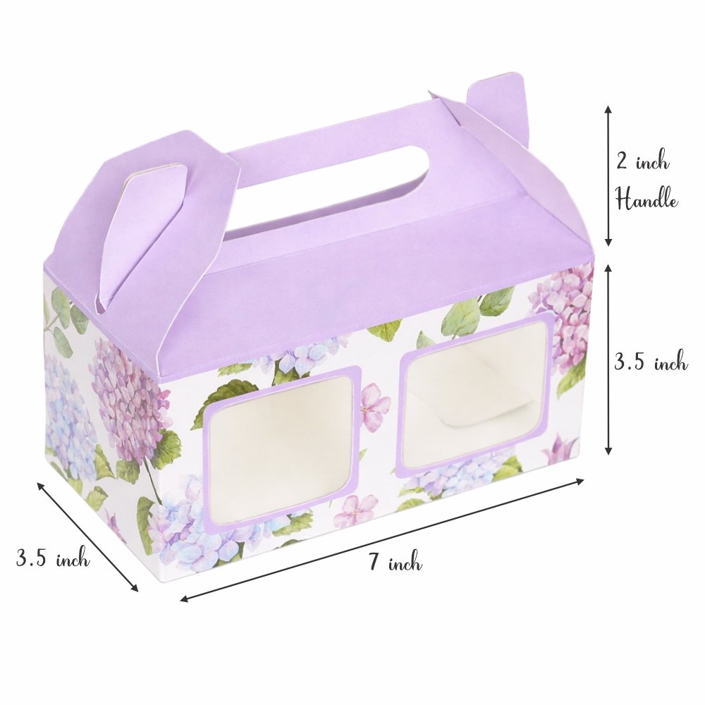 CUPCAKE BOX FOR 2 - LILAC FLORAL HYDRANGEA - PACK OF 8 - Image 3