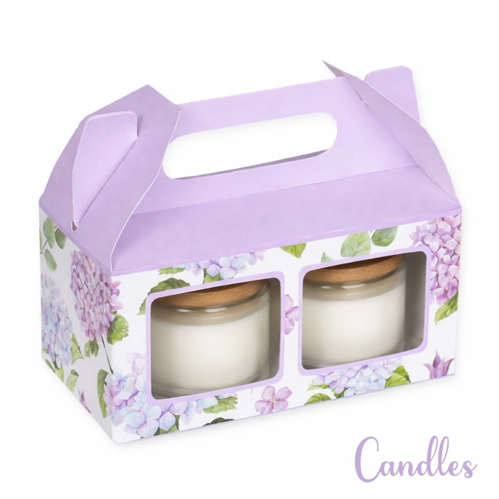 CUPCAKE BOX FOR 2 - LILAC FLORAL HYDRANGEA - PACK OF 8 - Image 9