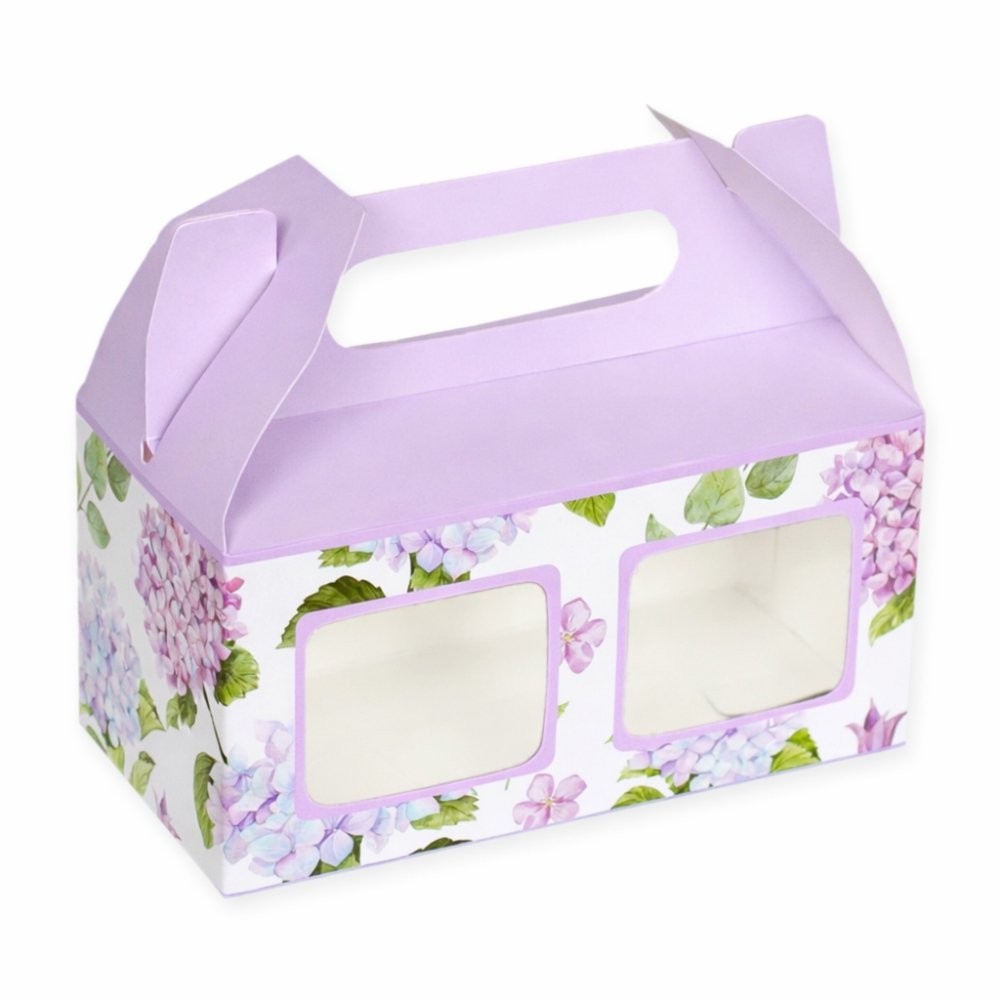 CUPCAKE BOX FOR 2 - LILAC FLORAL HYDRANGEA - PACK OF 8 - Image 2