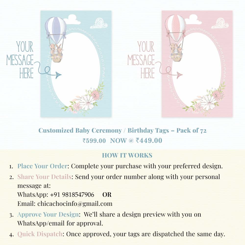 Customized Baby Ceremony / Birthday Tags (Pink) - Pack of 72 - Image 2