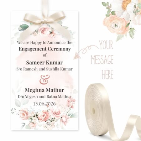 Customized Occasion Tags (Peach Floral) - Pack of 90 with Satin Ribbon