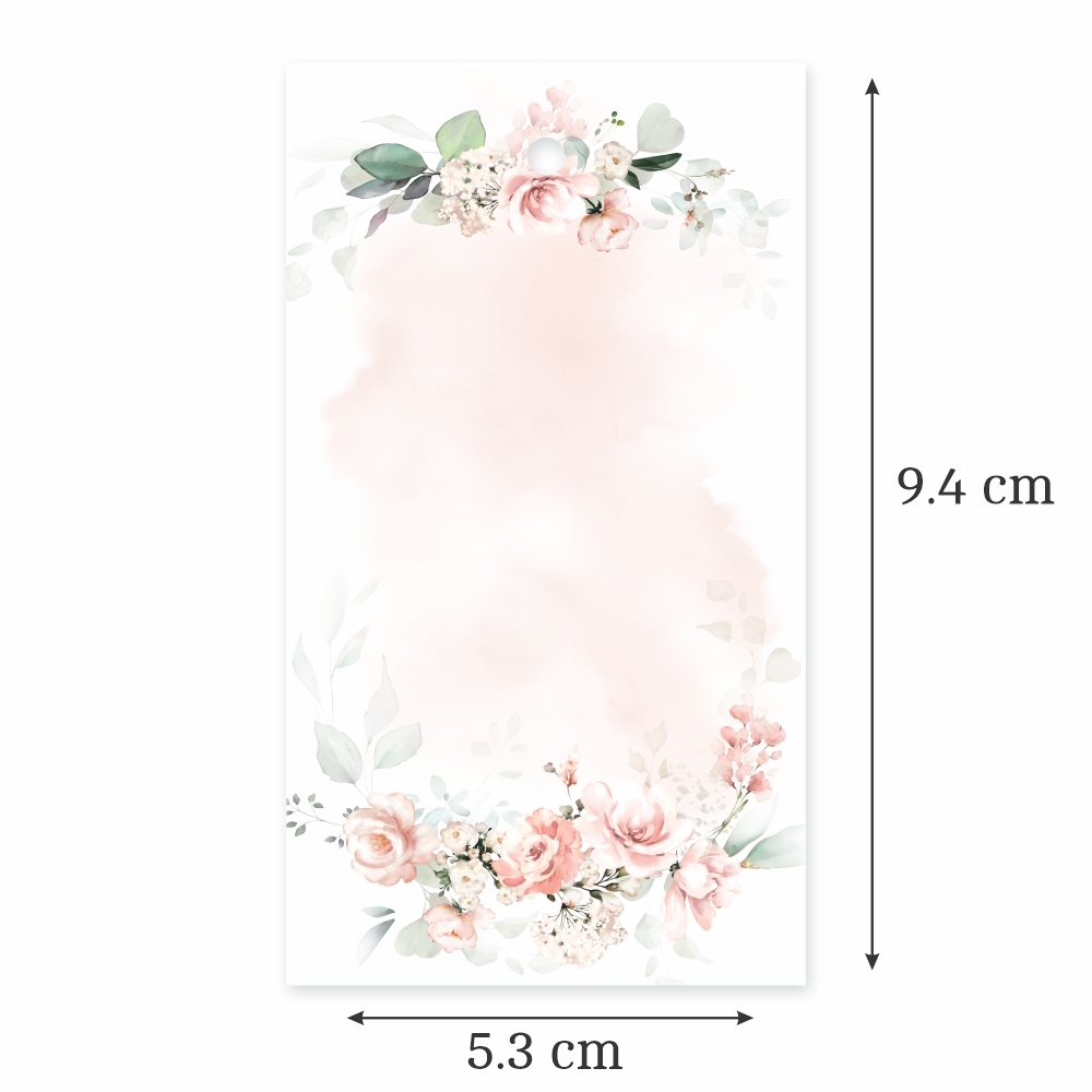 Customized Occasion Tags (Peach Floral) 9.5x5.5 cm- Pack of 90 with Satin Ribbon - Image 2