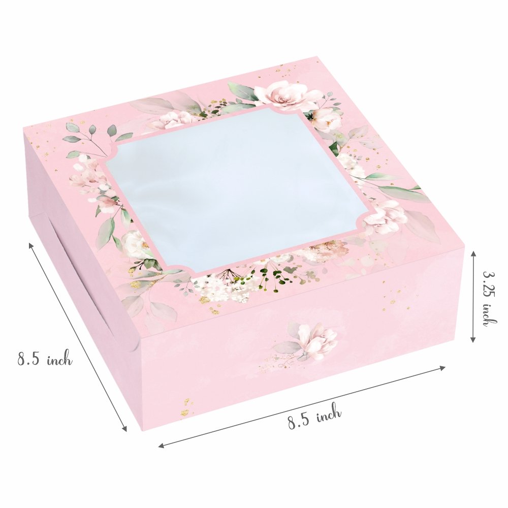 FRUIT CAKE / 9 BROWNIE BOX - 8x8x3 Inches - Desert Pink Floral (Pack of 8) - Image 2