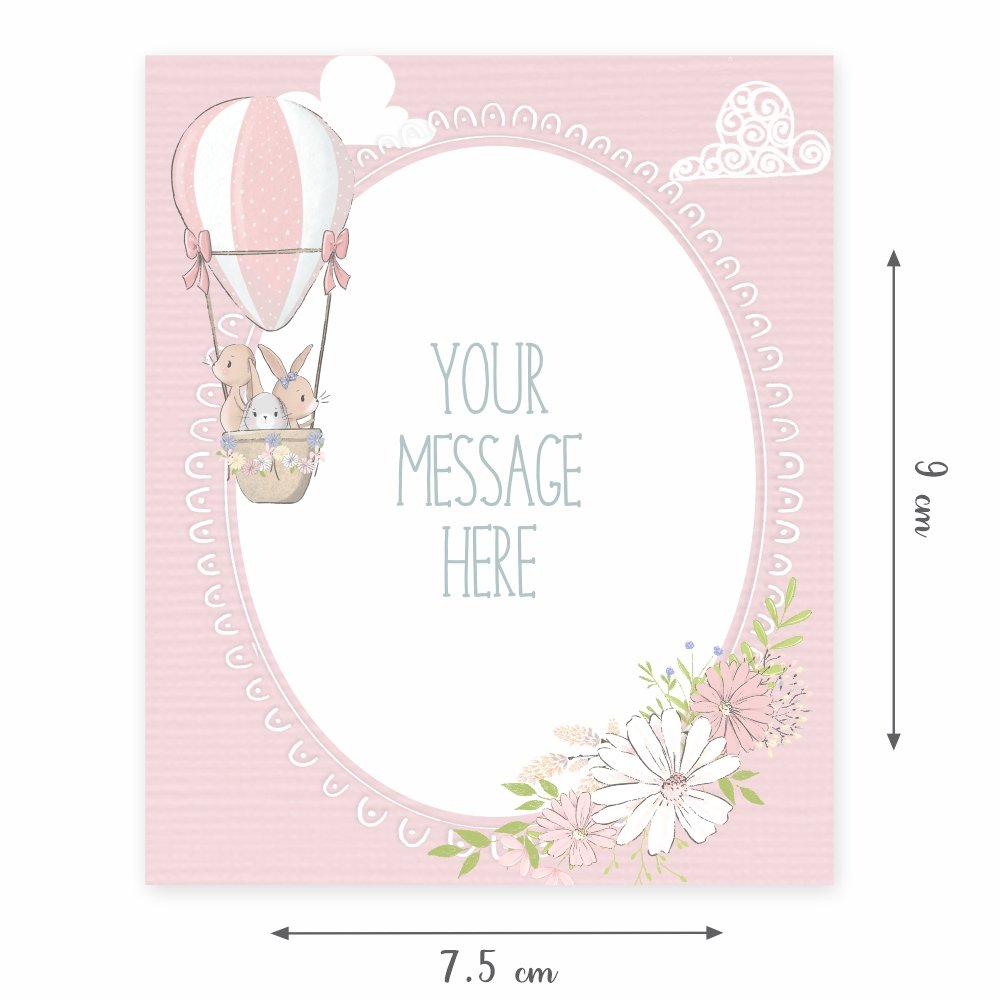 Customized Baby Shower & Girl Birthday Note Card Tags (with Any Message) - Pack of 50 (Large 7.5 x 9 cm) - Image 5
